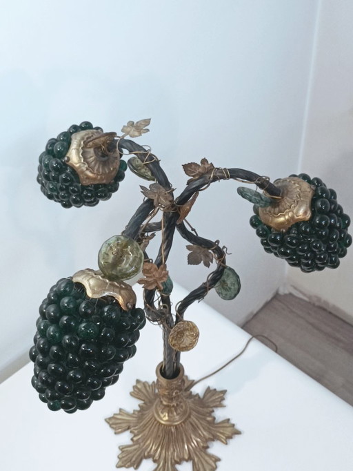 Sculptural lamp, bunch of grapes, Murano glass, 1960s