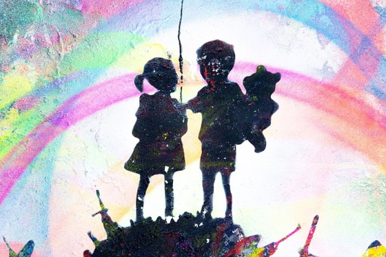 UTOPIA - Kids On Guns Hill - Peinture D'Artiste Sous Verre – Peintures et dessins, Paper (photo 7 of 19)