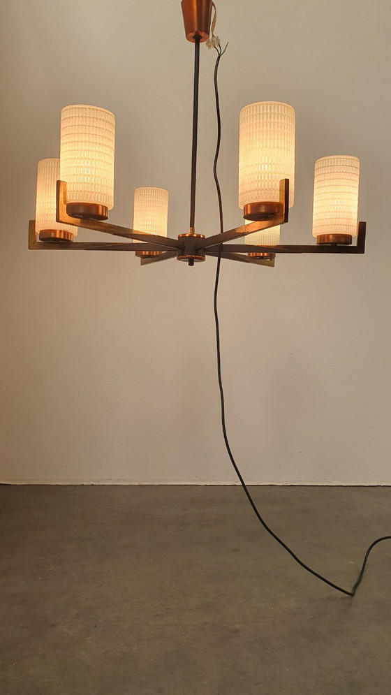 Lustre vintage en laiton et cuivre, style années 50, Arredoluce Murano – Copper, Glass (photo 4 of 20)