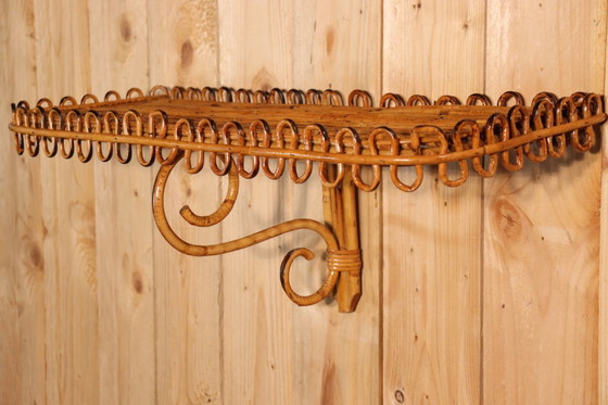 Image 1 of Spiegel en rotan standaard van Franco Albini, Italië 1960