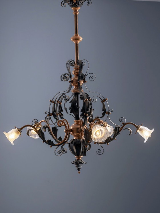 Image 1 of Lampadario in ferro vintage, anni '10