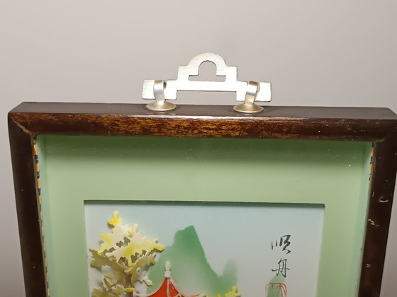 Image 1 of 3D shadow box with carved mother of pearl