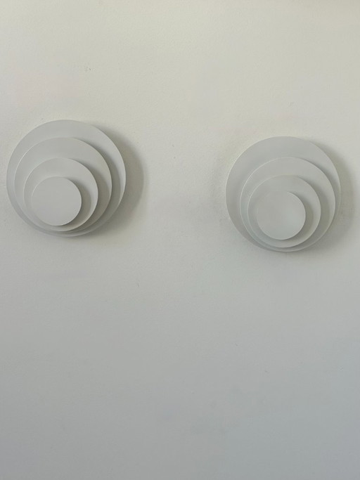 Paire d'appliques vintage, métal blanc mat, France, 1980
