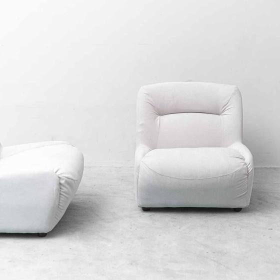 Pair of Vintage White Cotton Lounge Chairs – 70s Design – Chairs and lounge chairs (photo 5 of 9)