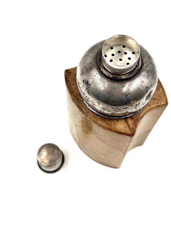 Image 1 of Mid-century cream parchment cocktail shaker, Aldo Tura Italy 1950s