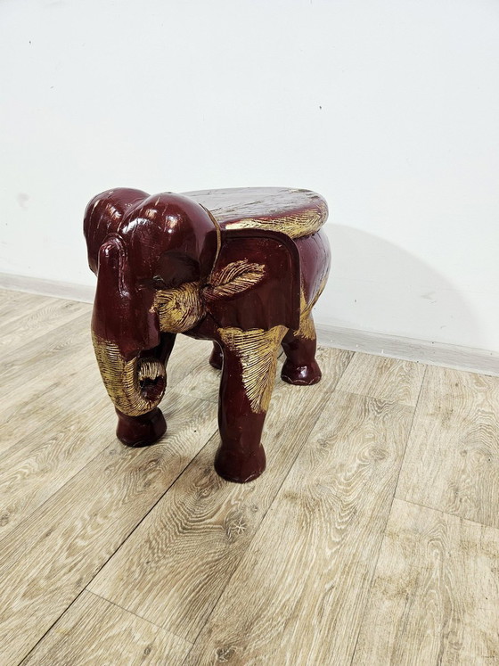 Taburete auxiliar de elefante antiguo, siglo XIX (photo 12 of 15)