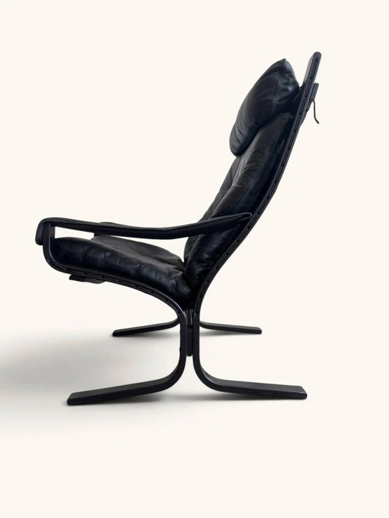 Vintage "Siesta" armchair by Ingmar Relling from 1965 in black leather., Relling (Ingmar), Scandinavian (photo 3 of 6)