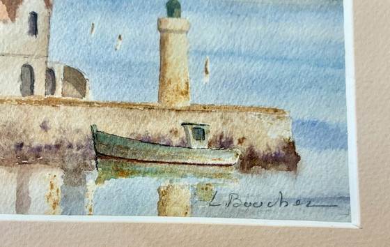 Image 1 of Watercolor painting of the Port of Sauzon, Belle-Île-en-Mer
