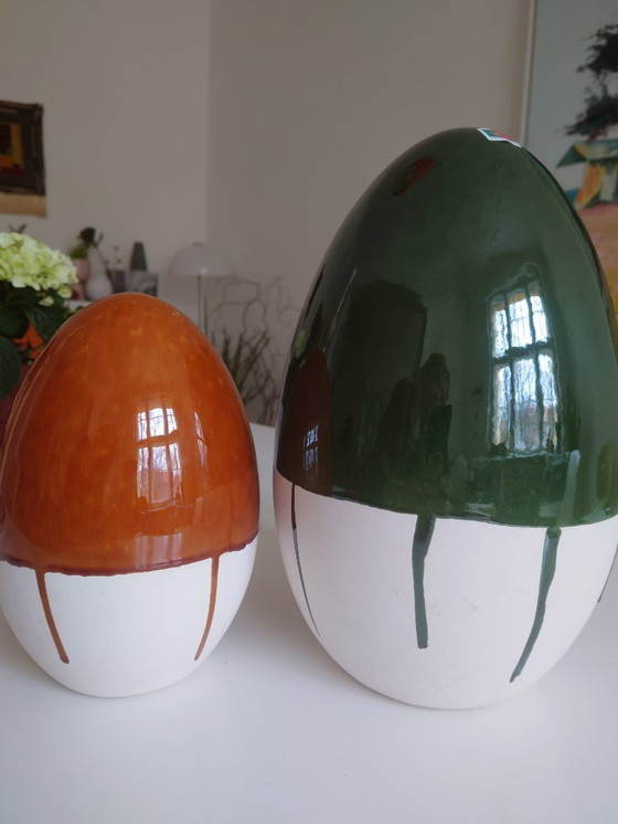 Image 1 of 2x XL Portuguese Ceramic Eggs Westwing