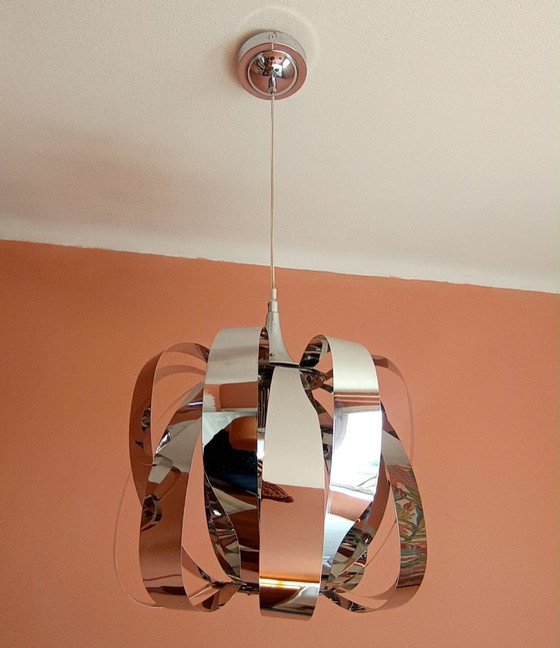 2x Pendelleuchten aus verchromtem Metall im Space-Age-Stil (photo 3 of 10)