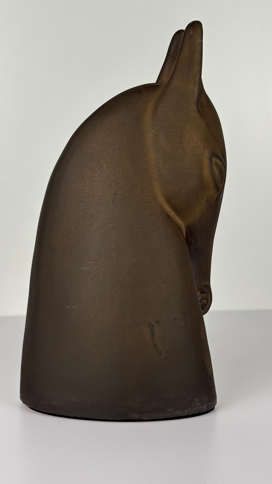 Image 1 of Vintage Ikea BRODD keramiek paardenhoofd design koper kleur
