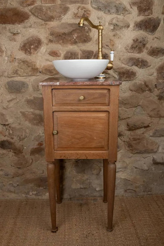 Piccolo lavabo antico in legno e marmo rosso. – Armadi contenitori, Vintage (photo 13 of 13)