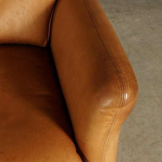 Image 1 of Fauteuil vintage en cuir avec repose-pieds – Hans Kaufeld – années 1970