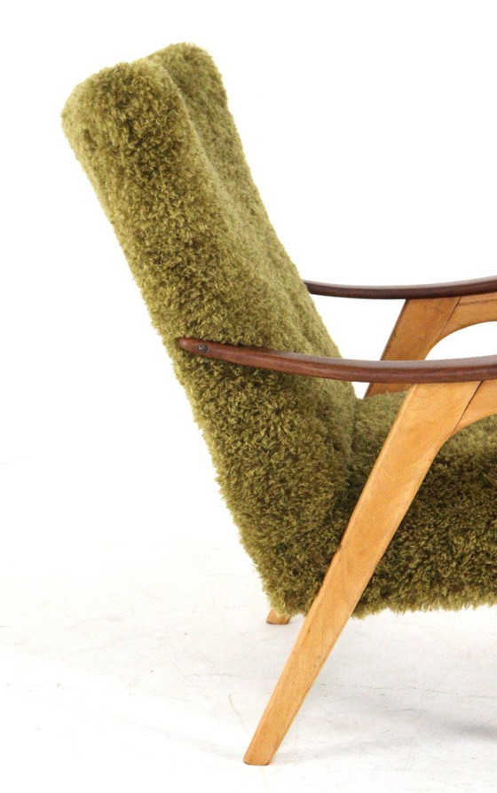 Image 1 of Two tone doodle fauteuil 'Wing' vintage gestoffeerd 