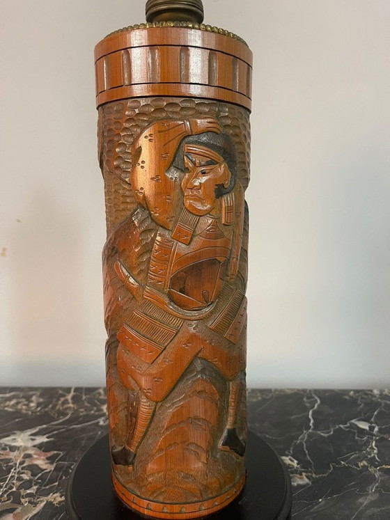 Japanese Carved Bamboo Samurai Lamp Base, Mid-20th Century. Ref.: TL2003 – Table lamps (photo 5 of 6)