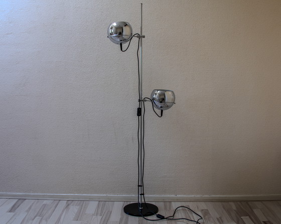 Image 1 of Lampadaire Vintage Chrome Eyeball probablement par GEPO, Lampe Rétro Space Age restaurée