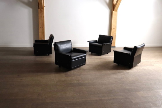 Image 1 of Paar Dieter Rams Modell 620 Lounge-Sessel, schwarzes Leder, für Vitsoe, 1980er Jahre