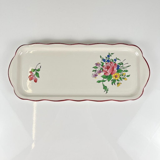 KG Lunéville taartbord, model "Straatlantaarn", roze patroon – servies, Ceramic
