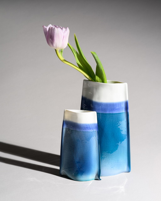 Johan van Loon x Rosenthal Studio-Line Glossy Paper Porcelain Vase Duo Maritime