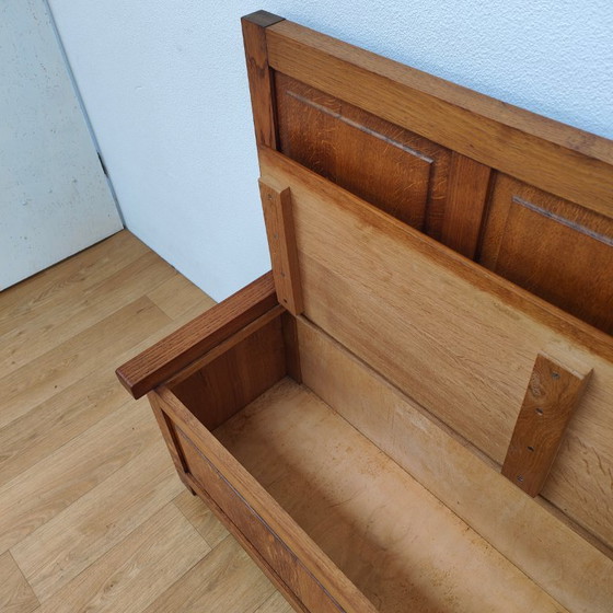 Image 1 of Vintage oak hall bench, bench, storage bench, toy chest
