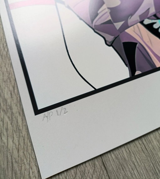 [A/P] Purple White Patrick Nagel inspired Fine art Print 80s Fashion Pop Poster