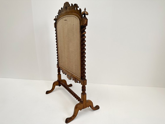 Image 1 of Antique Victorian Needlepoint Fire Screen