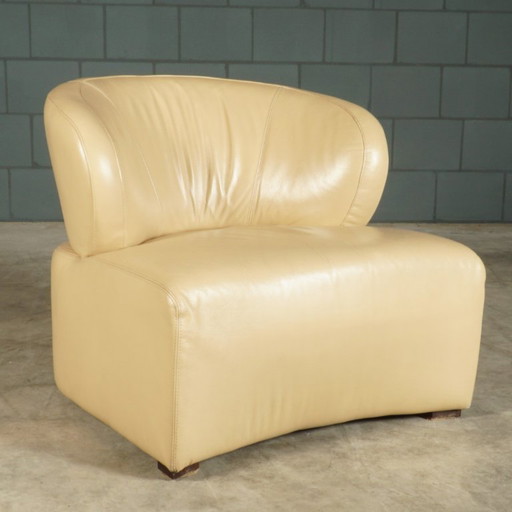 Set di poltrone vintage in pelle – beige