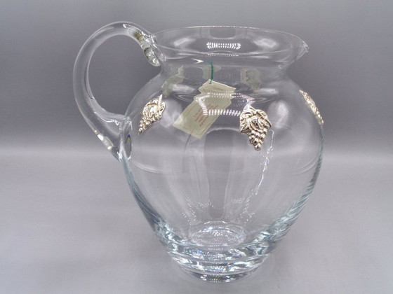 Image 1 of Jarra de vidrio soplado con uvas de plata 925.