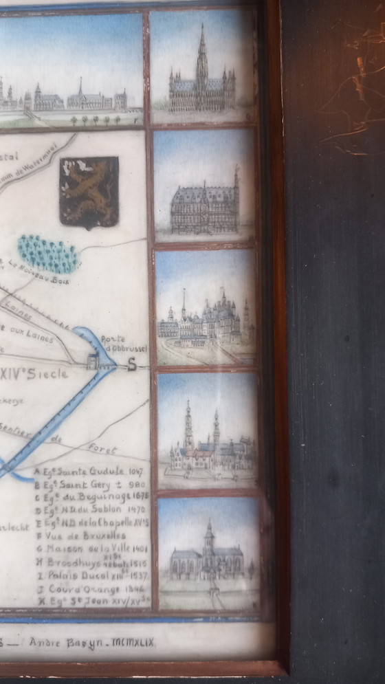 Image 1 of “Bruxelles au XIᵉ et XIVᵉ siècle avec les deux enceintes”* signée *André Basyn*, 