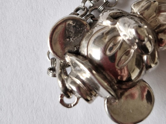 Image 1 of Disney - Large silver Mickey Mouse pendant with long chain