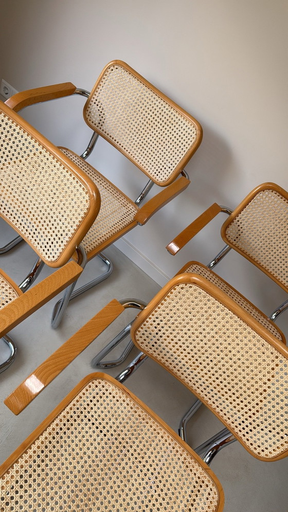 Vier vintage Cesca stoelen – Eetkamerstoelen, Hout, Rieten (photo 5 of 9)