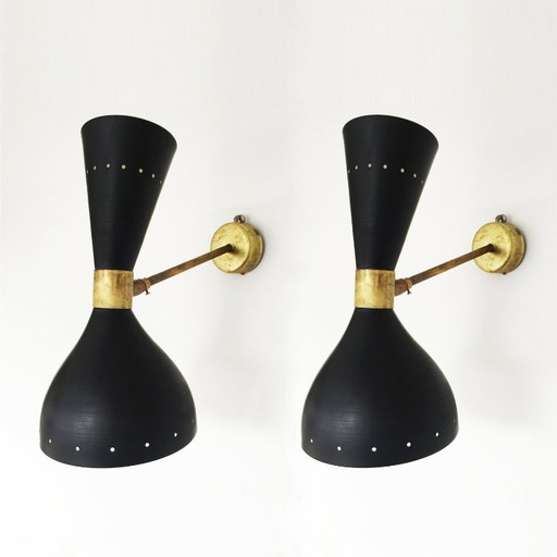 Pair of large Italian wall sconces, 1950s design