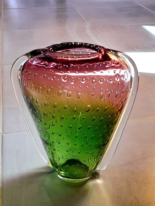 Strawberry Vase in Murano Bubbled Glass, 1960