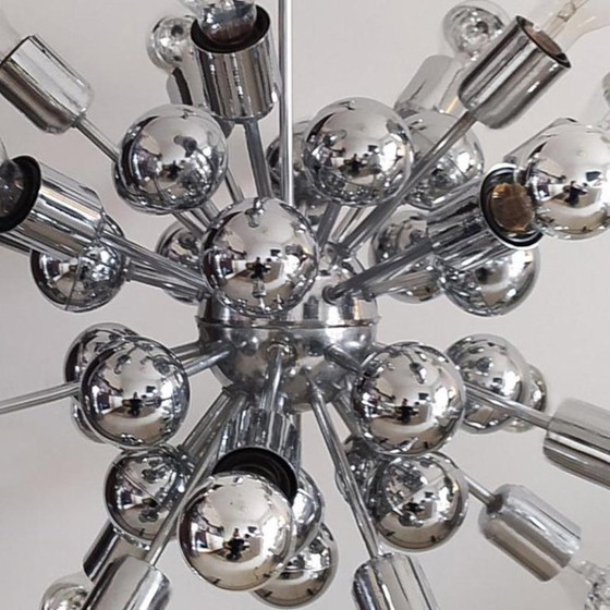 Image 1 of 1970s Astonishing Chandelier Sputnik by Goffredo Reggiani in Chrome. Made in Italy