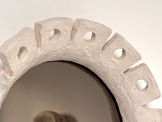 Image 1 of French contemporary ceramic mirror, "Fiore" by Renzo Maar