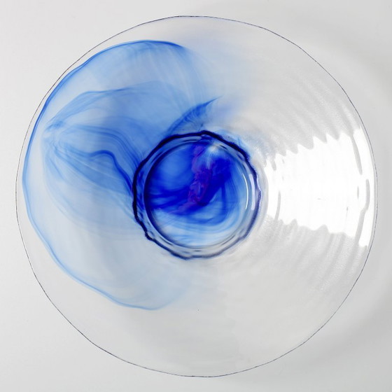 Image 1 of Bormioli Rocco Blue Swirl glazen schaal uit het midden van de 20e eeuw - Italië, jaren 1990