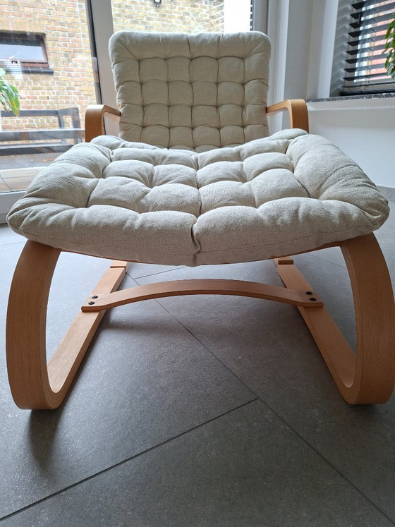 Poltrona lounge scandinava vintage + poggiapiedi anni 60/70 – Divani 2 posti, Textile, Wood (photo 2 of 22)