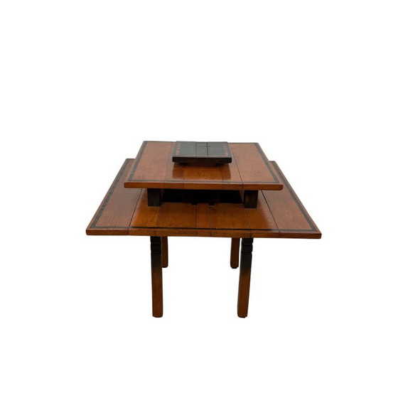 Houten twee-laags bijzettafel, Bruin, Vintage (foto 3 van 6)