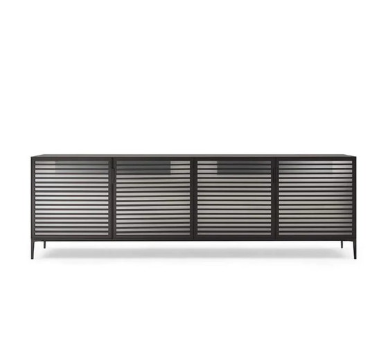 Rimadesio Alambra Low Sideboard 260cm Led Light Shelfs & Drawers – Dressoirs, Metal, Leather (photo 5 of 10)