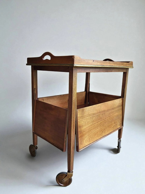 Mesa auxiliar/mesa de té de los años 50 – Carritos de bar, Wood, Brass, Art Deco (photo 3 of 12)