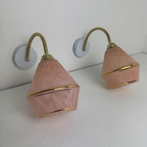 Par de apliques de pared de cristal vintage Clichy