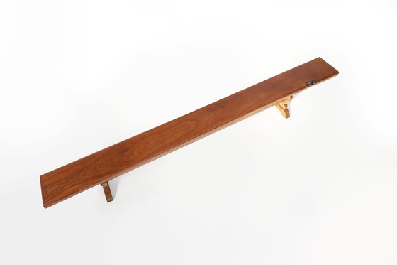 Image 1 of Très long banc de monastère en bois d'orme massif, France vers 1850 1850