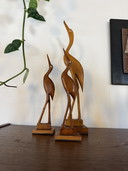 Set of 3 vintage teak herons '60