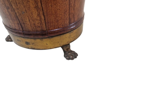 Image 1 of Antique Mahogany Jardinière Planter | Victorian Brass Cachepot, c.1850