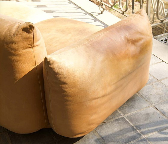 Image 1 of Magnificent natural leather three-seater sofa by Mario Marenco for Arflex