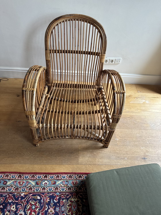 Image 1 of rotan comfortabele fauteuil, vintage retro, Rohé Noordwo