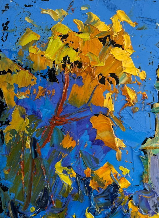 Image 1 of Original Oil Painting Summer Village Landscape Church in the embrace of nature