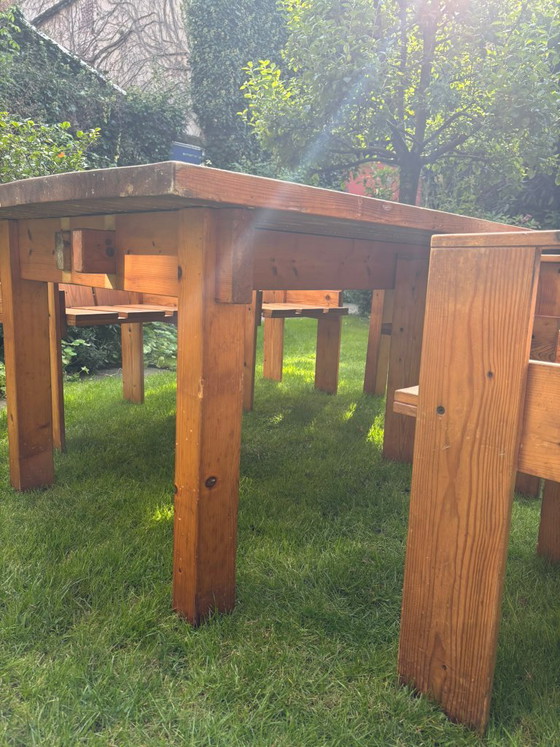 Rustic Wooden Dining Table Incl 4 Crate Chairs – Dining set (photo 4 of 6)