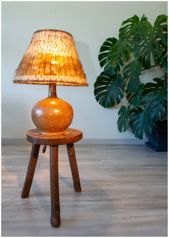 Lampe Grés Et Laine Brut, Signée Alain Blanchard, 1970 – Ceramic, Wool (photo 3 of 8)