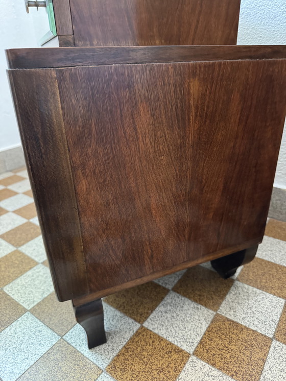 Image 1 of Nachtkastje in art-decostijl van gespiegeld hout